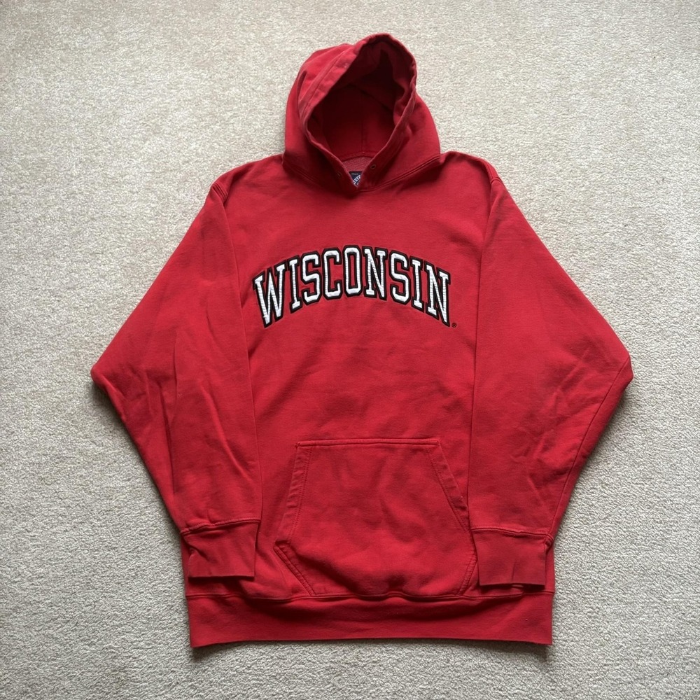Wisconsin Badgers Sweatshirt Hoodie Mens XL Red Collegiate NCAA Embroidered S&B
